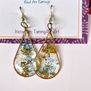 Resin glitter drop earrings, subtle, sparkly one of a kind!